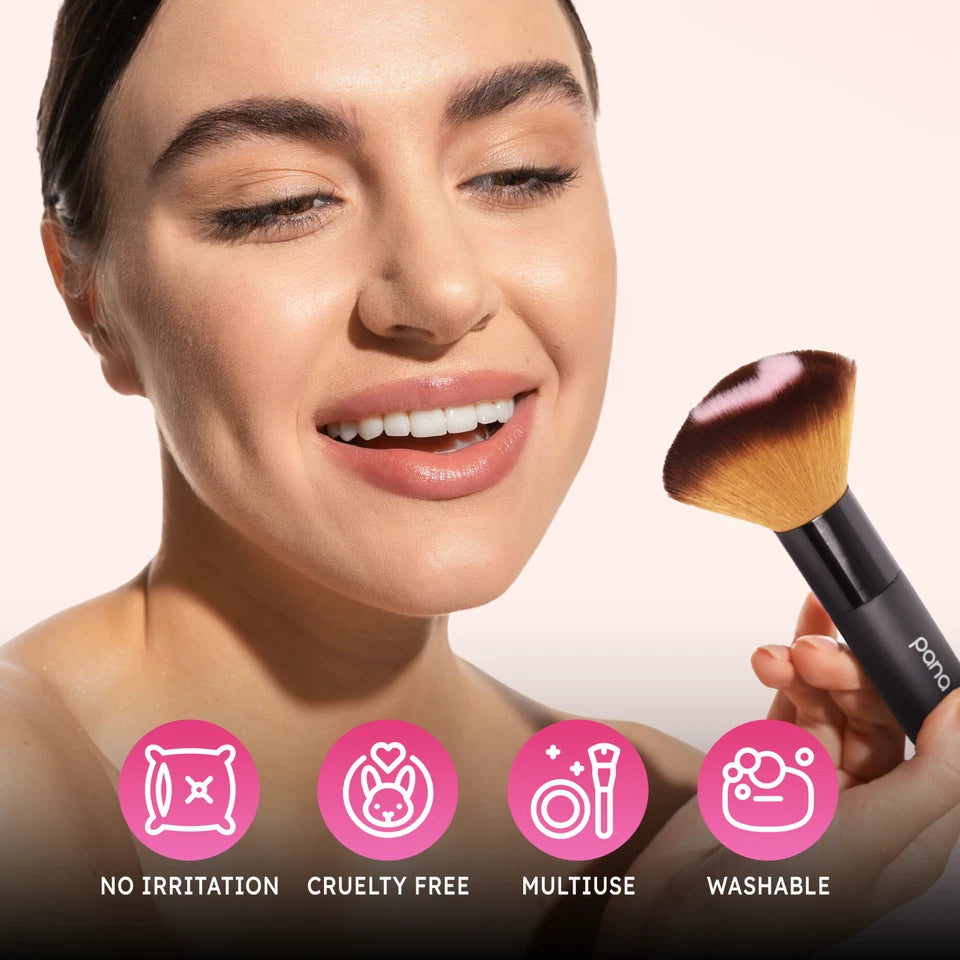 Pana Professional Super Soft Two-Toned Makeup Powder & Blush Brush, Premium Cosmetic Face Brush for Powder, Blush & Bronzer
